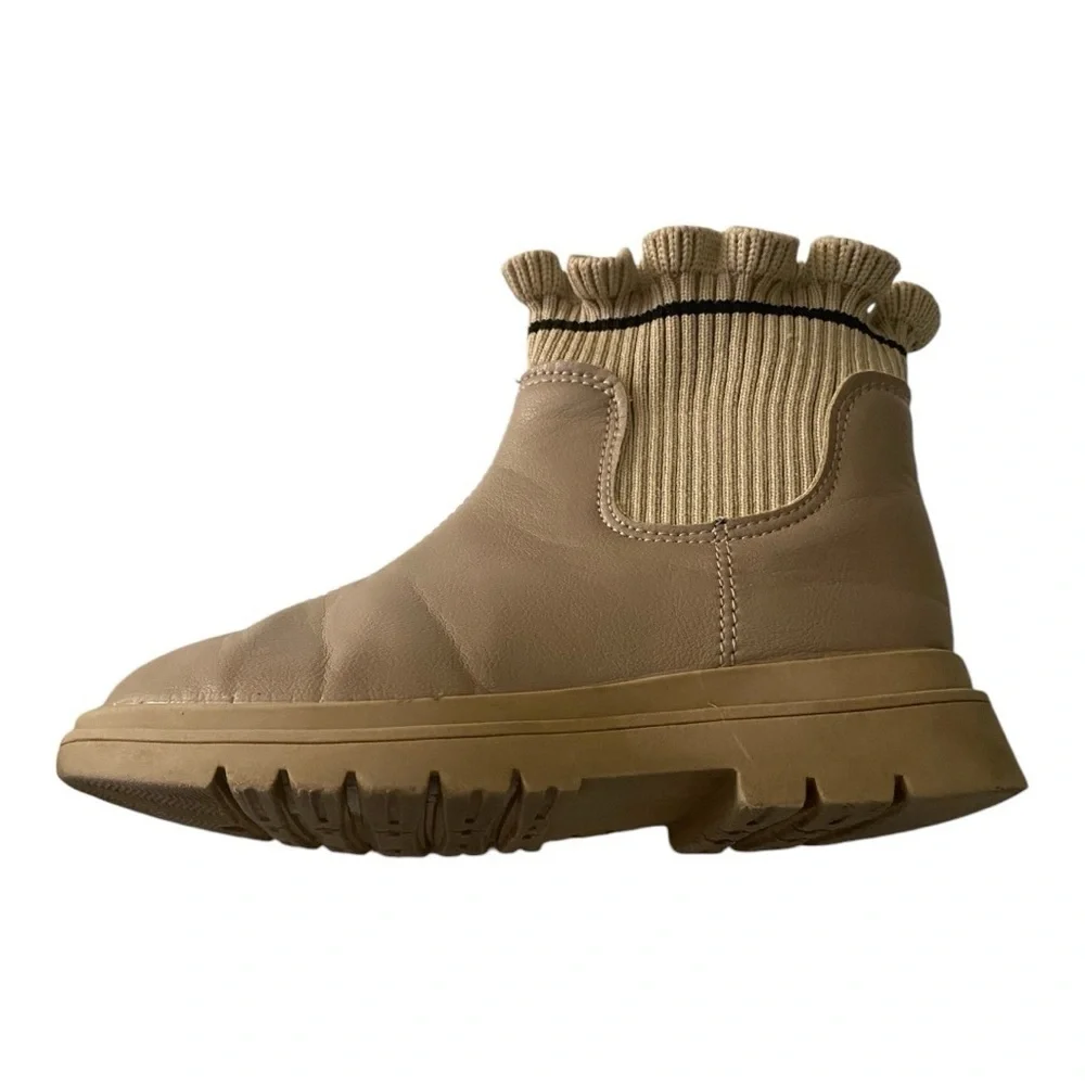 GIRLS BOOTIES-BOUTIQUE-TAN ANKLE BOOTS-SIZE GIRLS 11